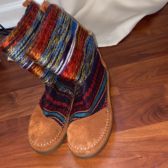 Toms Nepal Boots Cognac Suede Textile - Size 6.5 - Picture 2 of 6